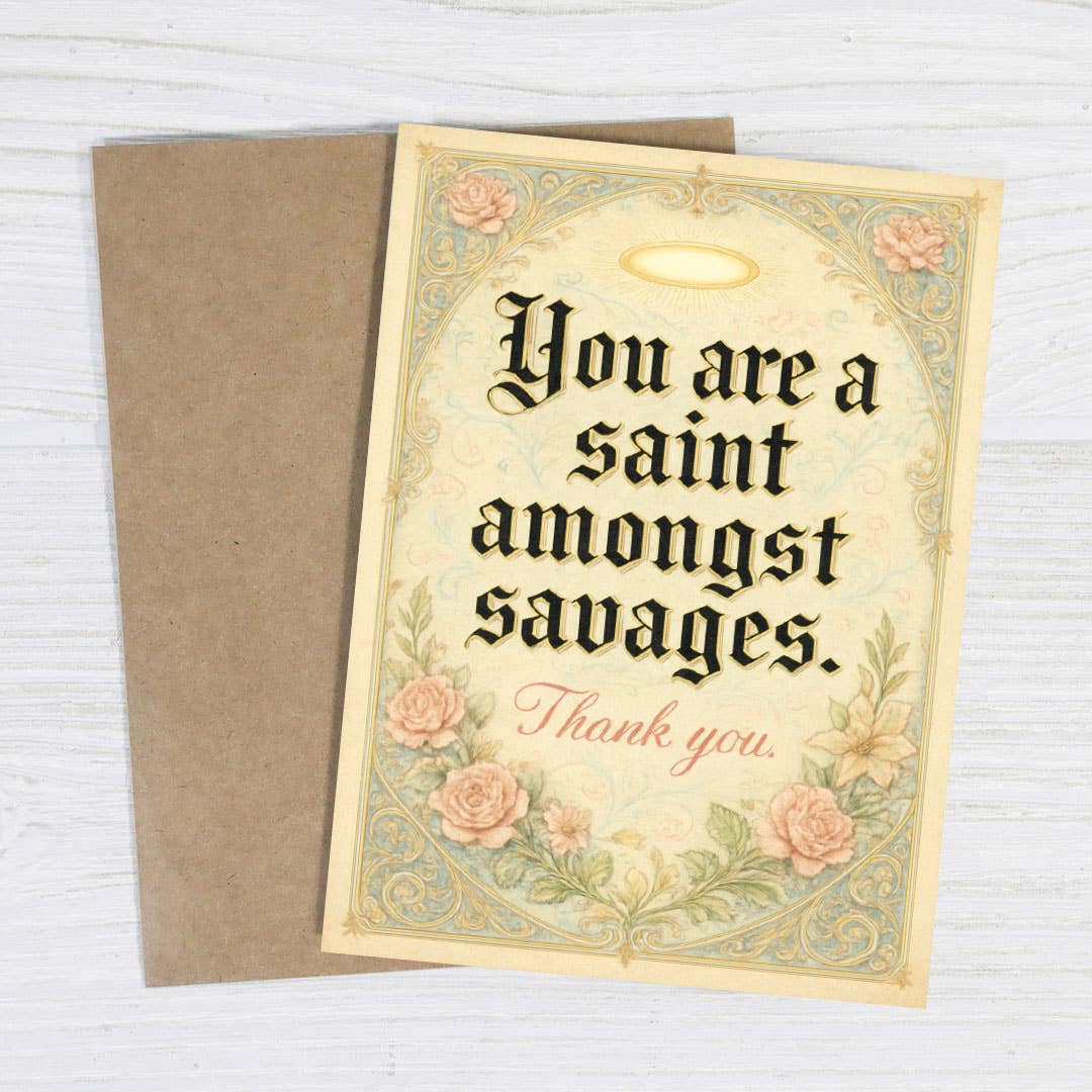 saint amongst savages – irreverent thank you card