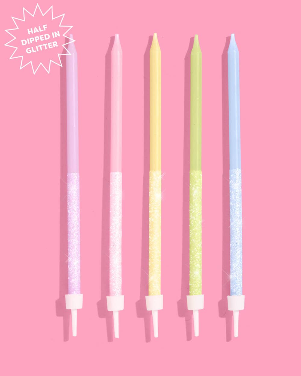 pastel glitter cake candles