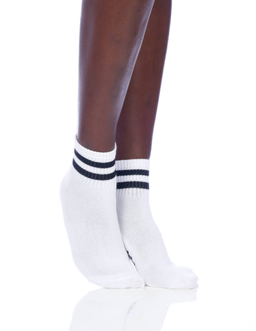 white w/ black stripe grip sock