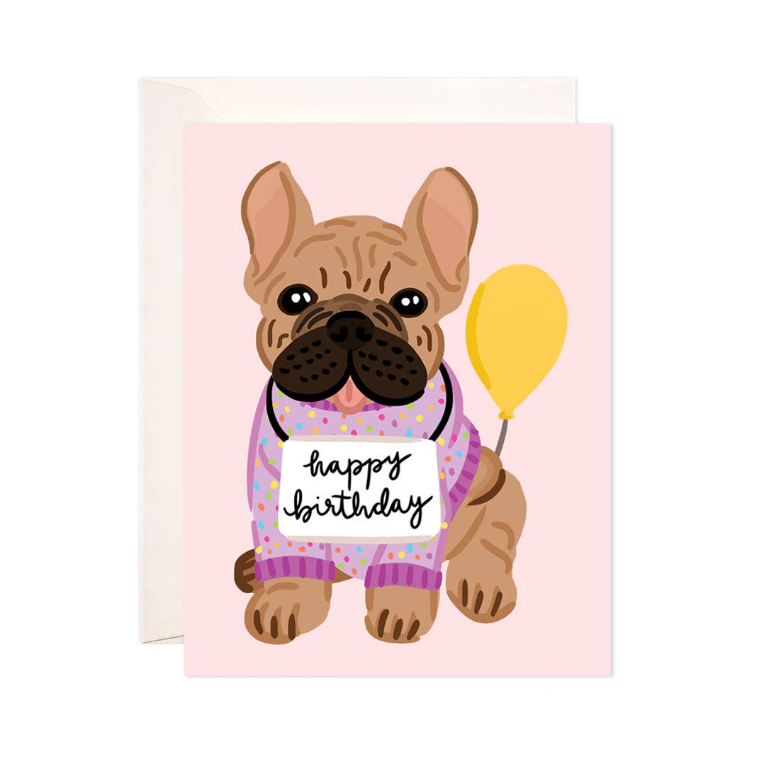 frenchie birthday greeting card