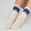 cream w/ navy stripe grip sock
