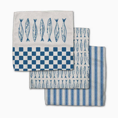 blue sardines dishcloth set