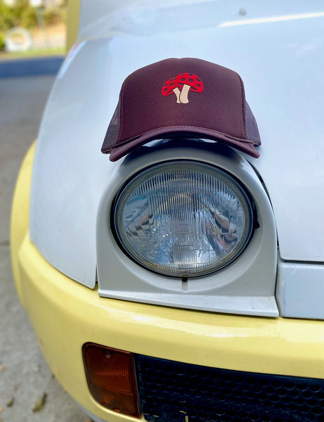 mushroom trucker hat