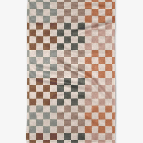 autumn checkers tea towel