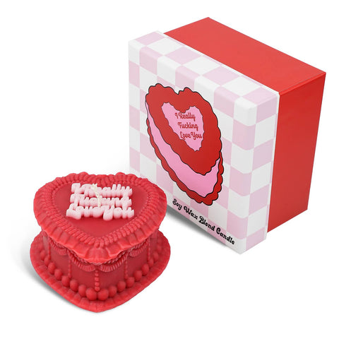 i really fucking love you vintage heart cake candle