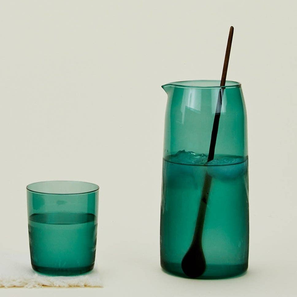 glass {peacock} pitcher