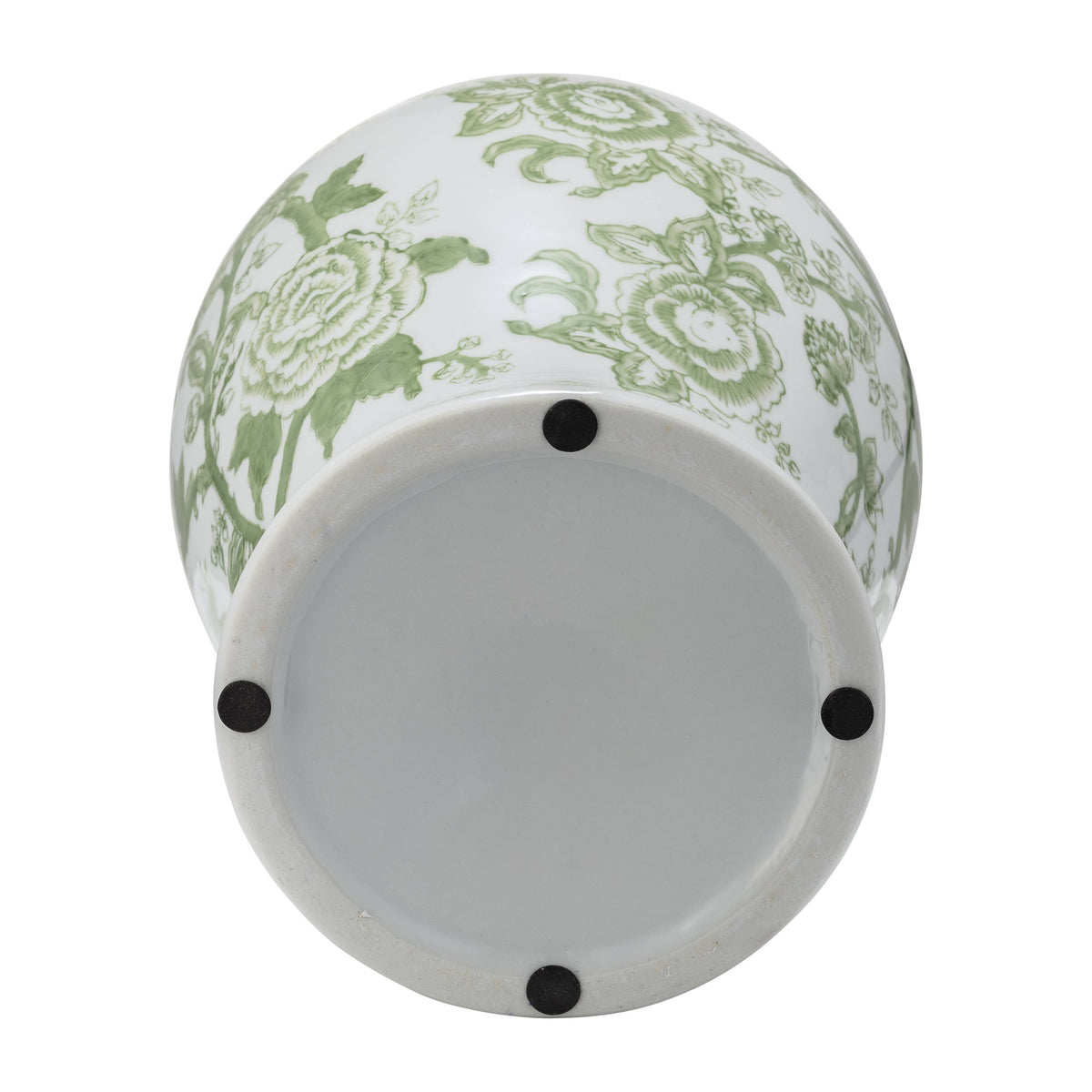 bird & flower chinoiserie {green/white} temple jar
