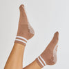 brown w/ white stripe grip sock