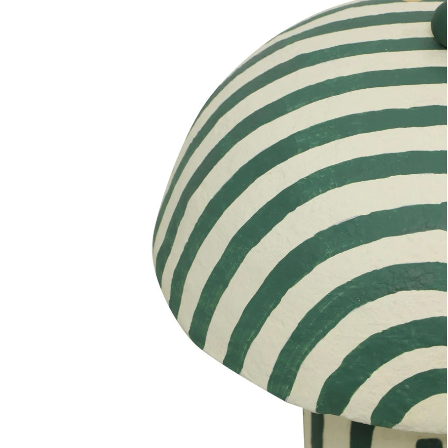 green striped papier mache table lamp