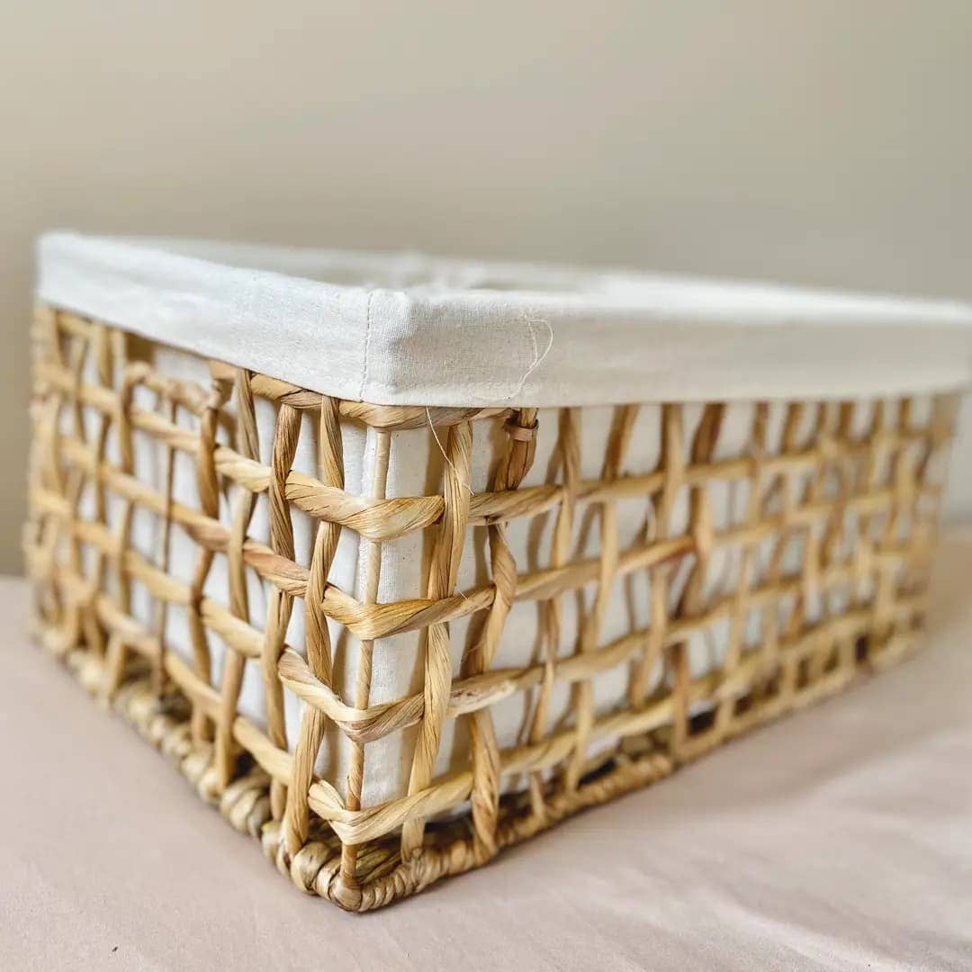 woven storage baskets with cotton liner {set of 3}