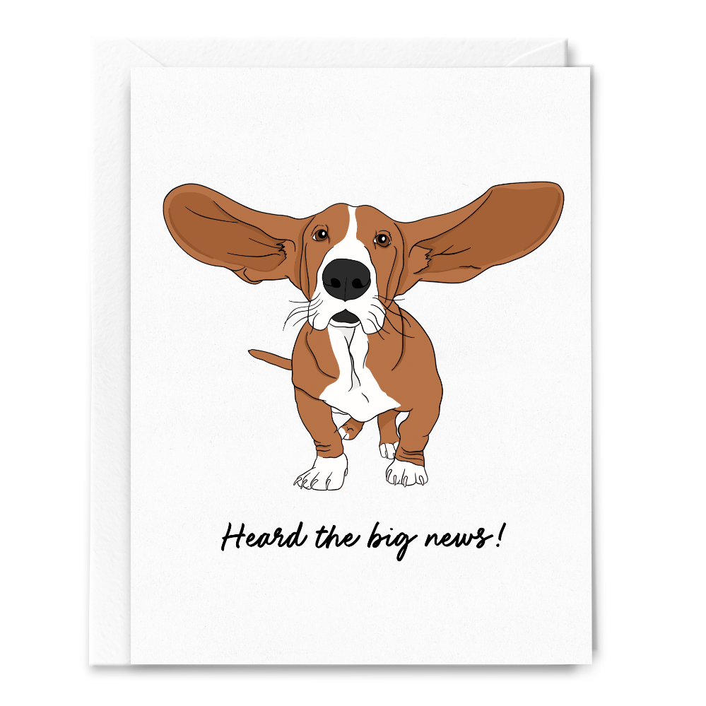 heard the big news basset hound card