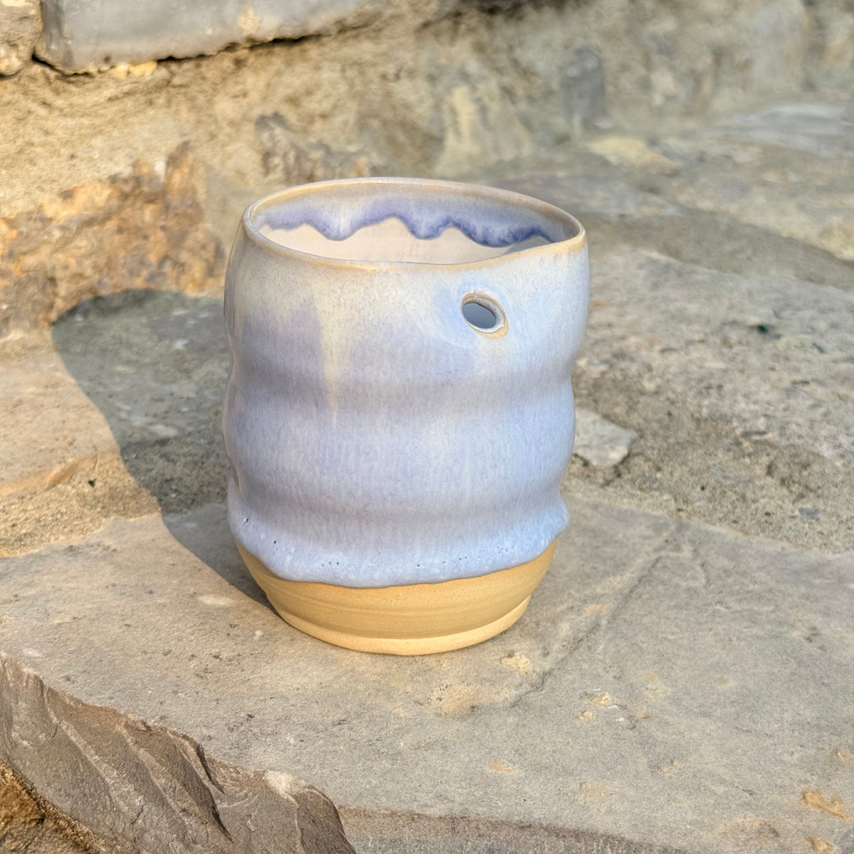 periwinkle ceramic bubble cup with straw