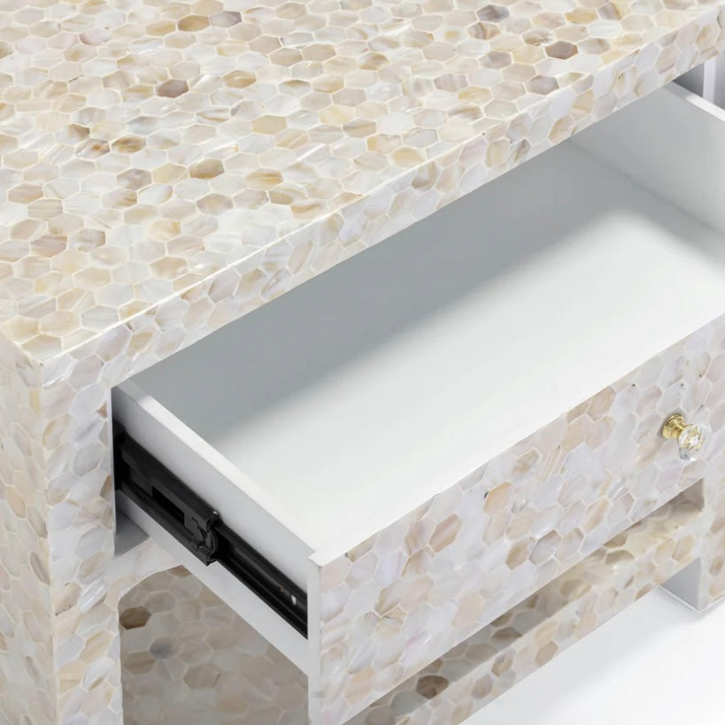 natural mother of pearl inlaid nightstand