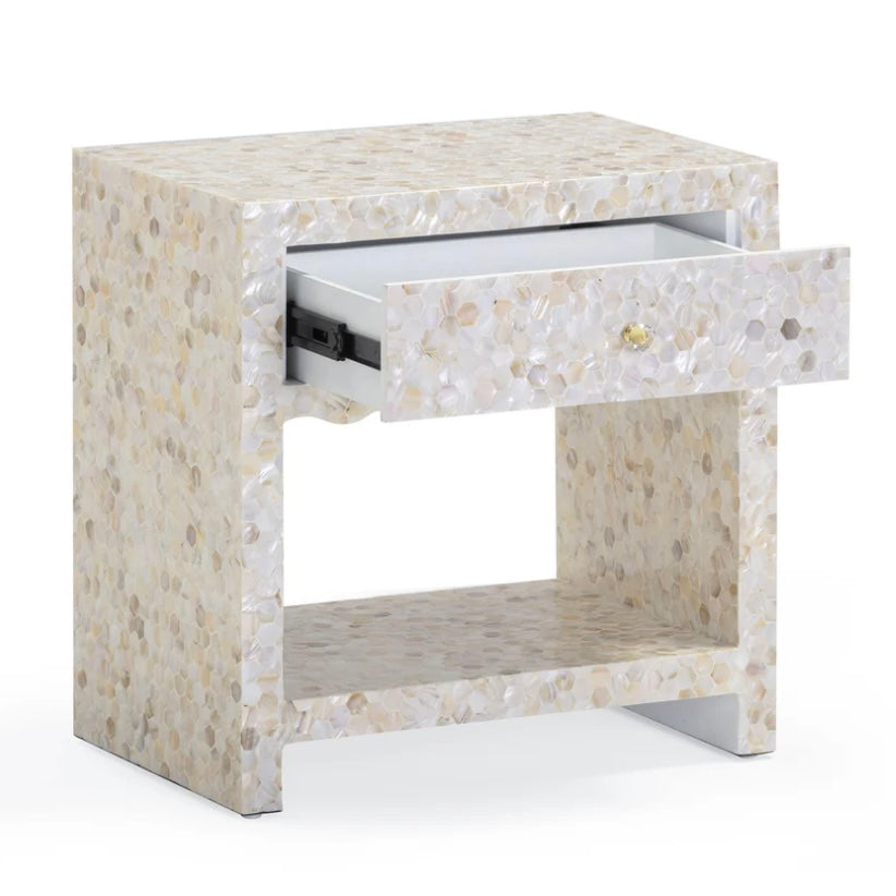 natural mother of pearl inlaid nightstand