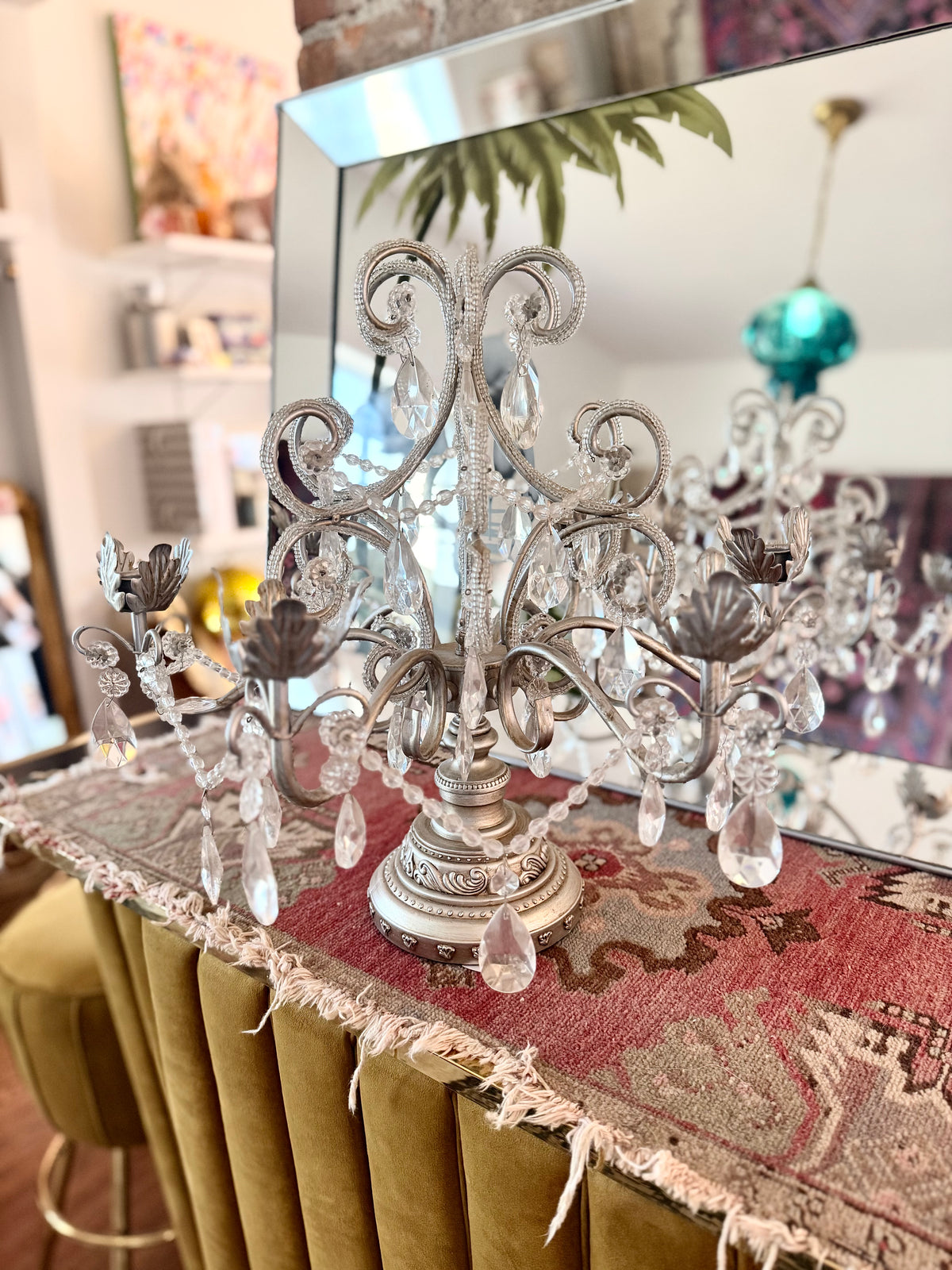 silver crystal chandelier candelabra