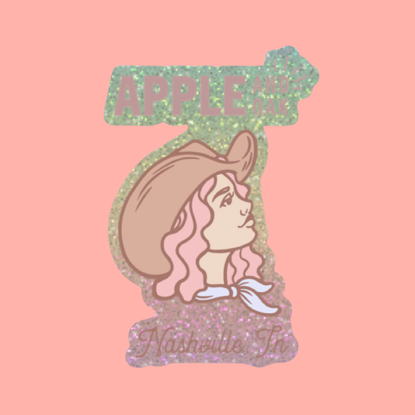 a&o cowgirl glitter sticker