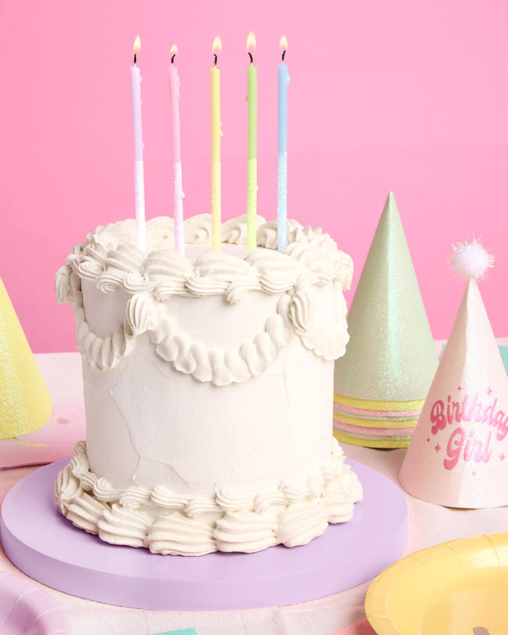 pastel glitter cake candles