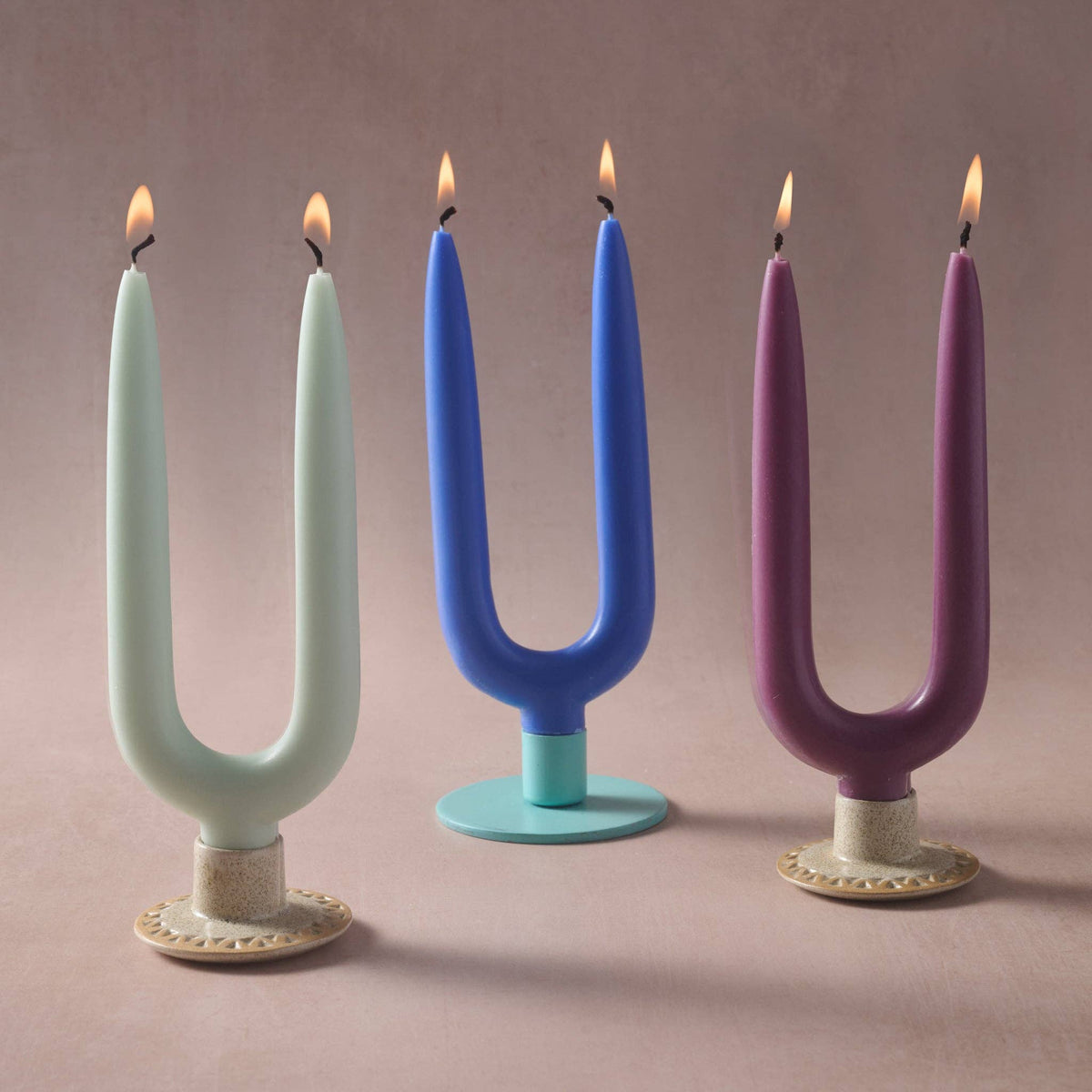 cobalt pindho palm wax twin candle