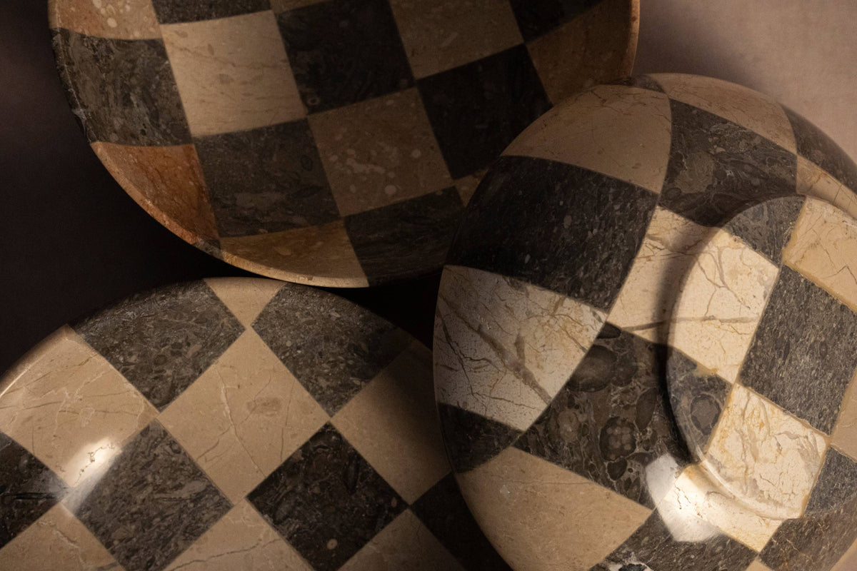 stone checkered bowl
