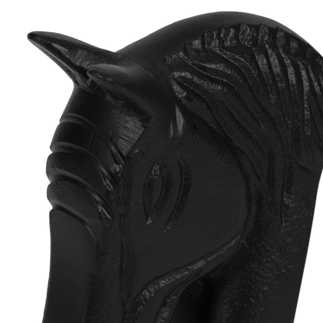 white/black metal horse head bookends