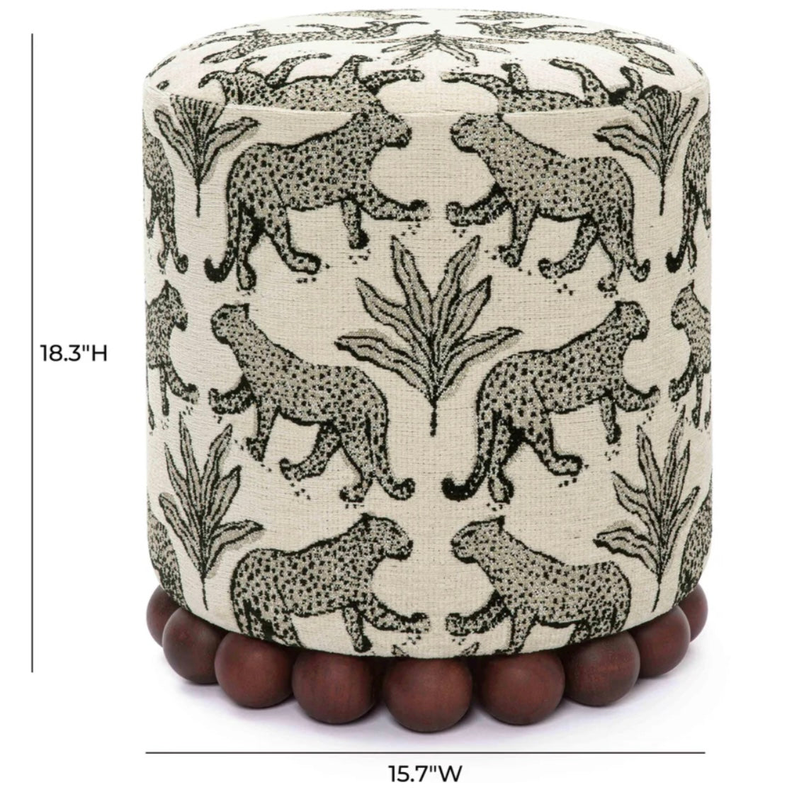 cream leopard jacquard ottoman