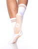 white w/ brown stripe grip sock