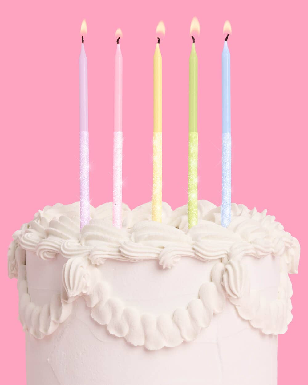 pastel glitter cake candles