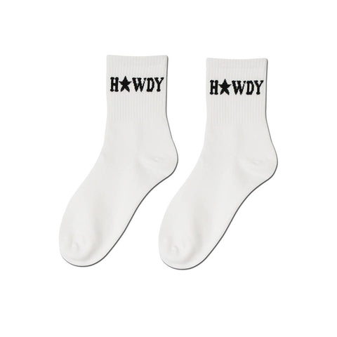 white howdy crew socks