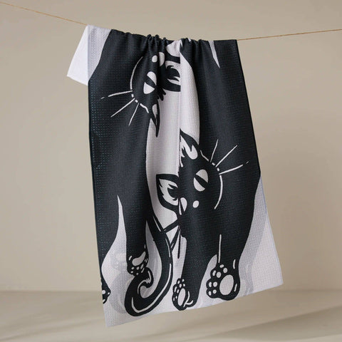 night zoomies {cats} tea towel