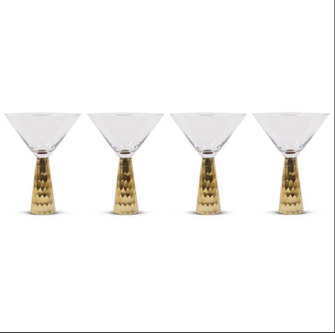 gold hammered martini glass pair