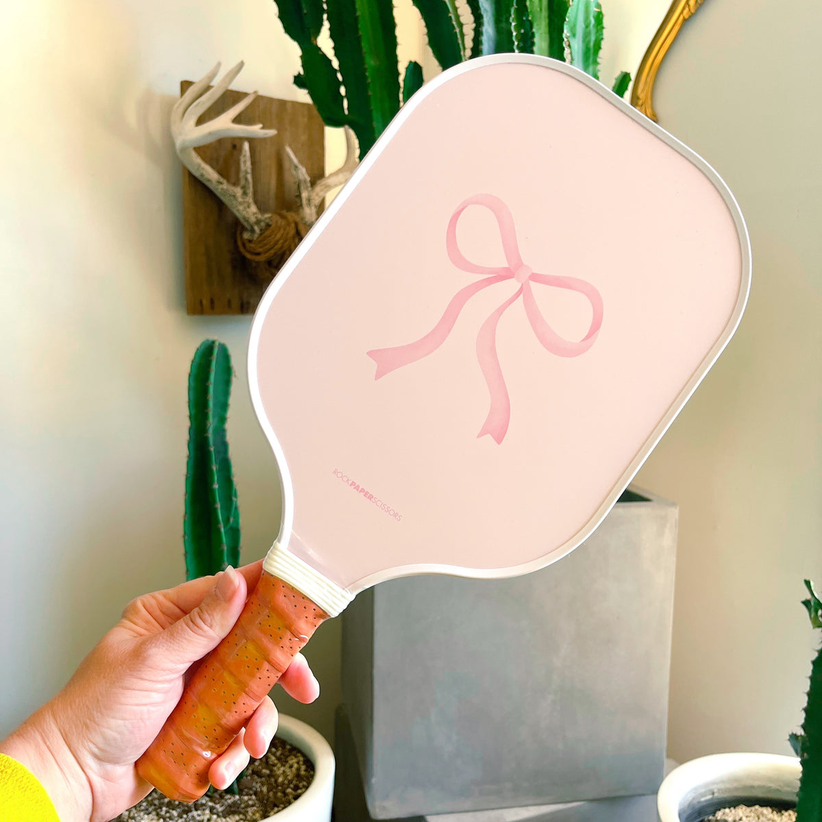 coquette pink bow floral pickleball paddle