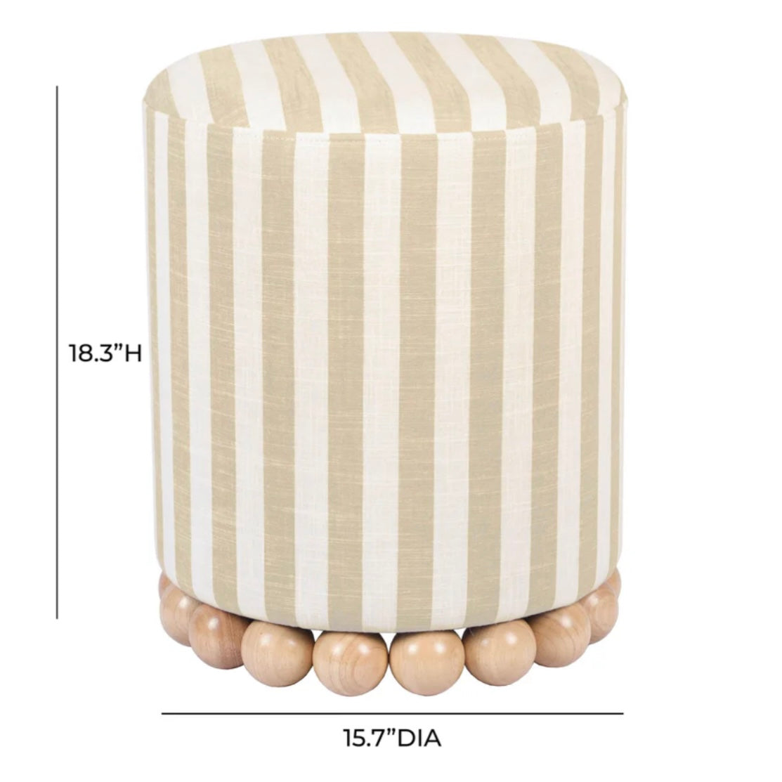 beige striped linen ottoman