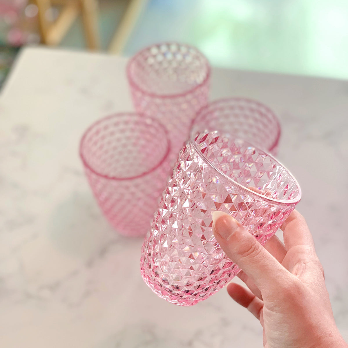 pink diamond cut {acrylic} cup