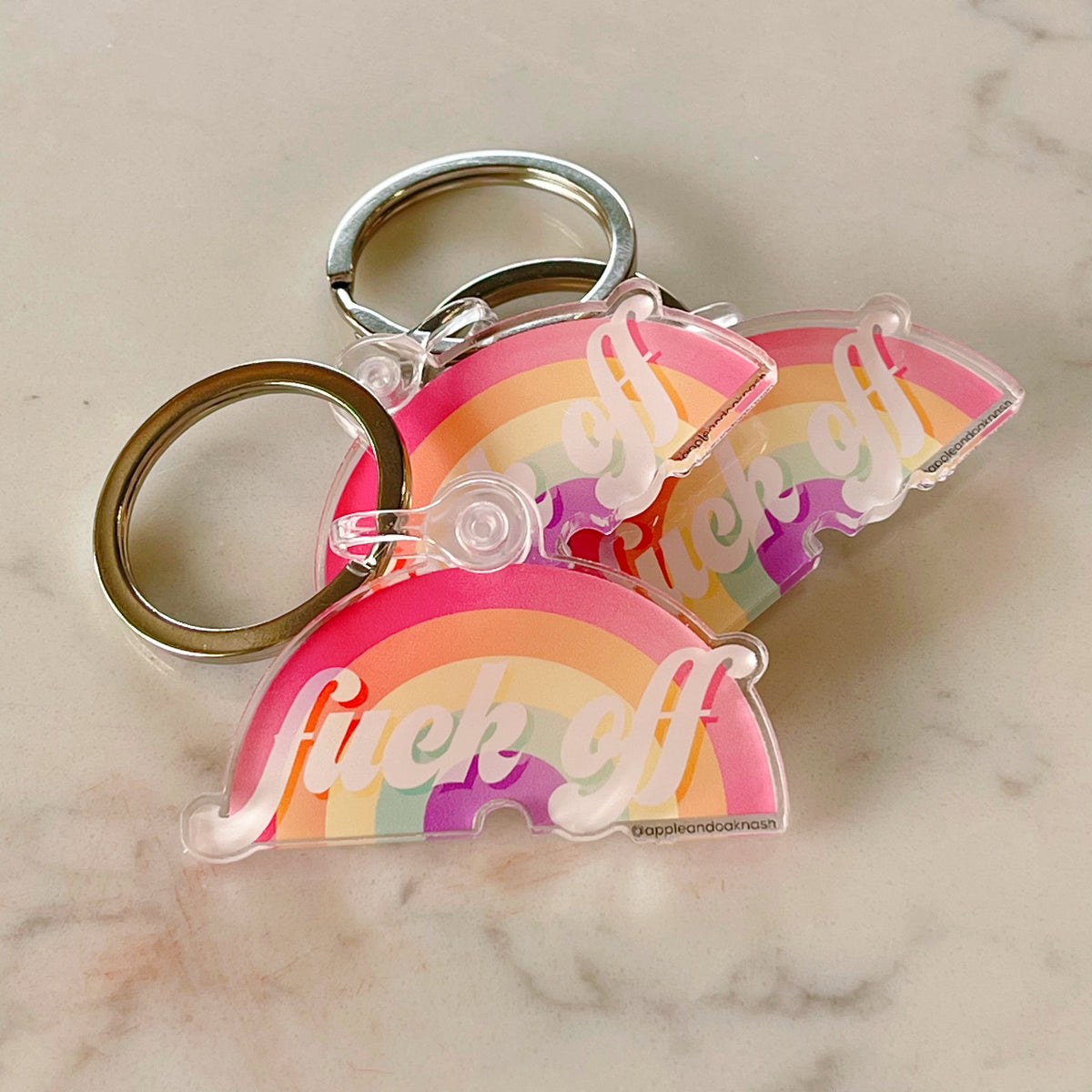 fuck off rainbow keychain - Apple & Oak