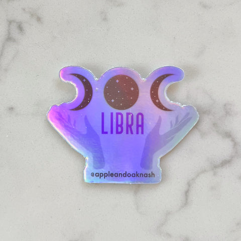libra holographic hands sticker