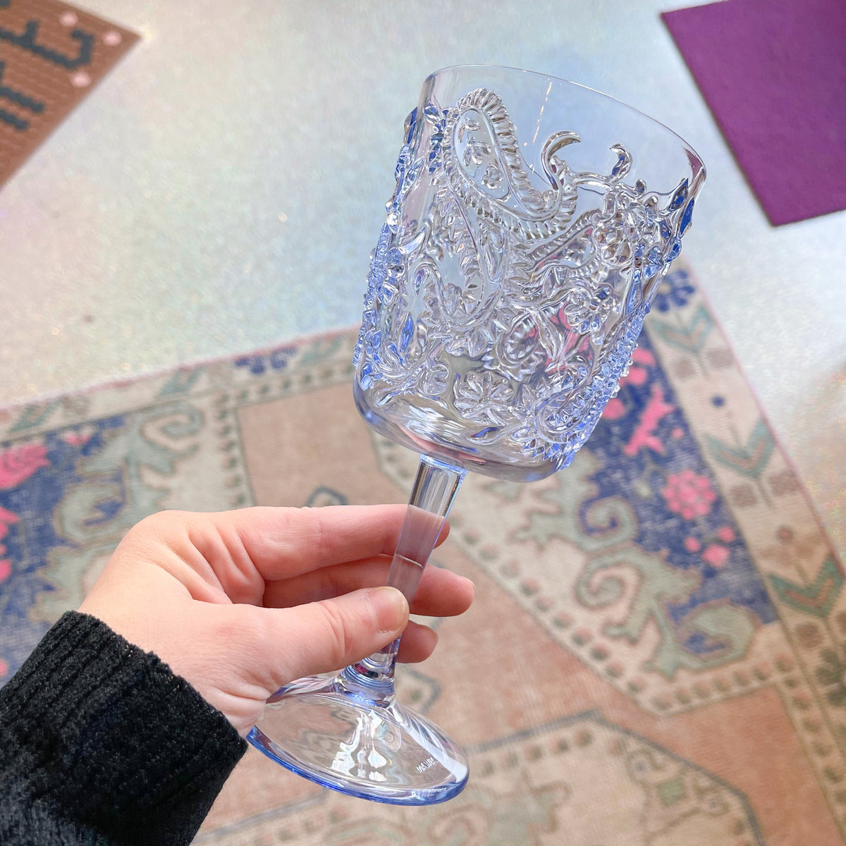 blue paisley {acrylic} wine glass - Apple & Oak