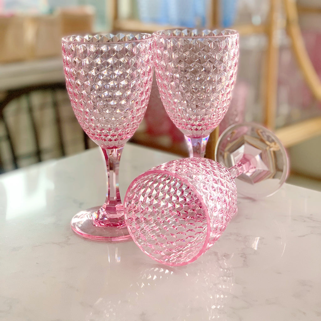 pink diamond cut {acrylic} wine glass