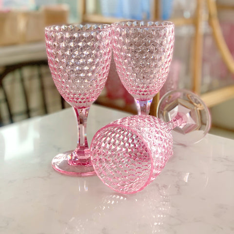 pink diamond cut {acrylic} wine glass