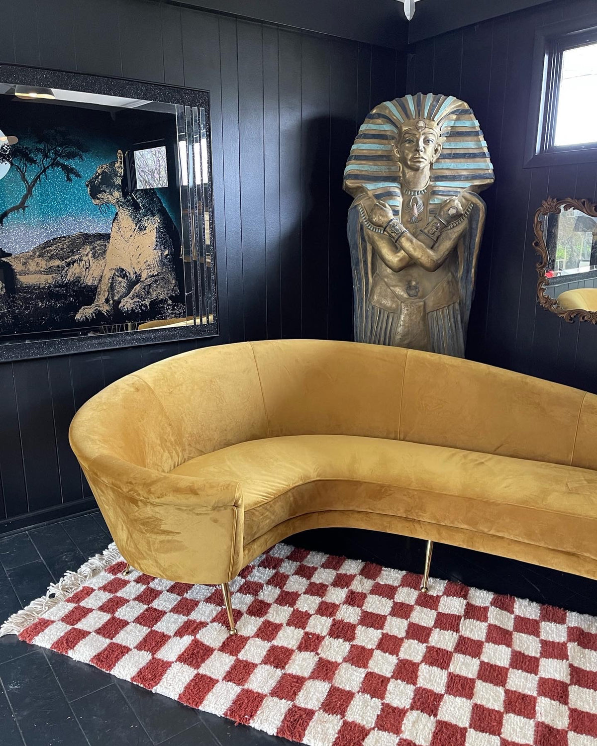 velvet curved sofa {shipping not available}