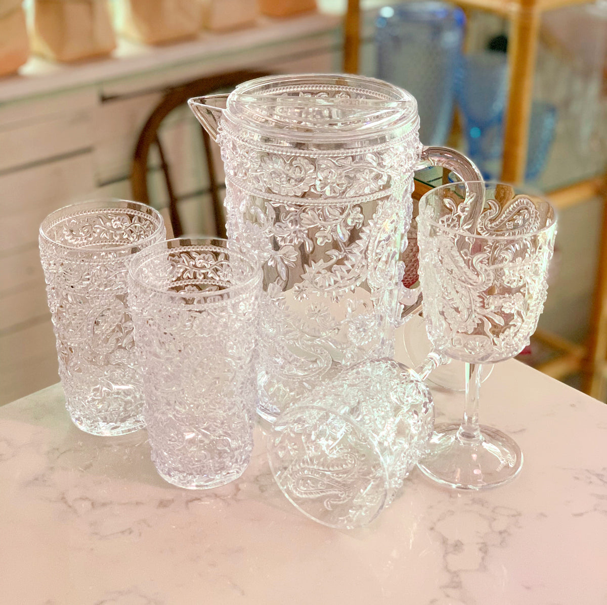 clear paisley {acrylic} wine glass