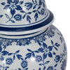 white/blue ceramic chinoiserie temple jar
