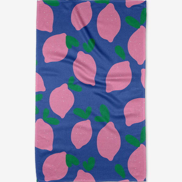 pink lemons tea towel