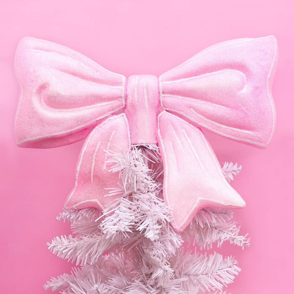 pink glitter bow tree topper 