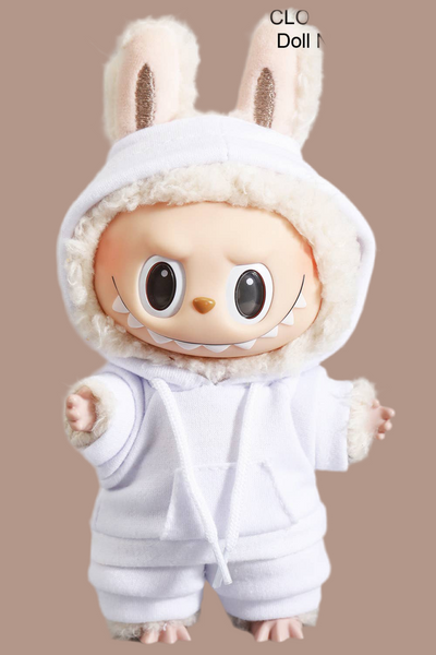 labubu white hoodie and shorts set