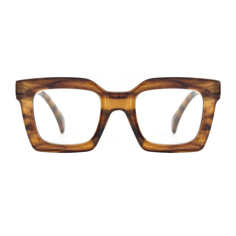 fiona {striped brown} blue light {readers} eyeglasses