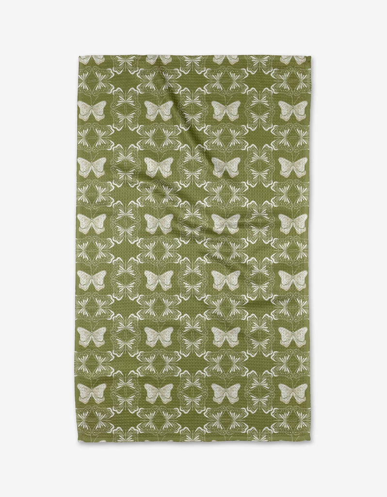 geometric butterflies tea towel