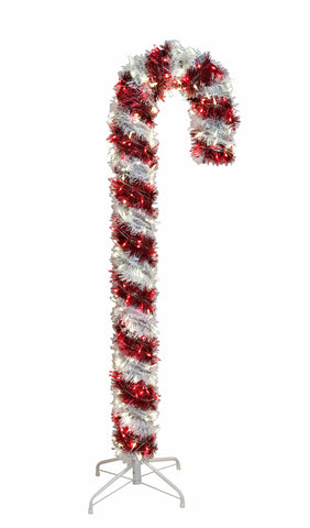 tinsel candy cane w/ led lights