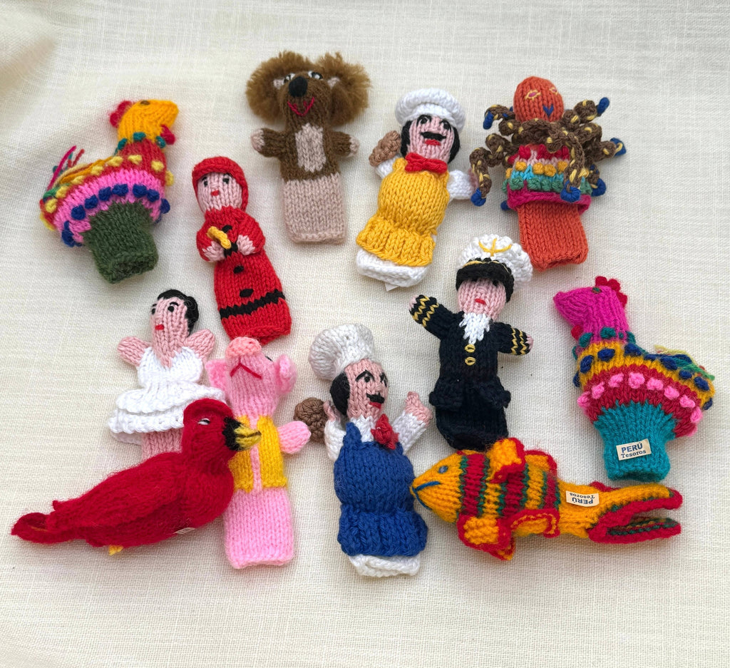 hand knit finger puppets puno