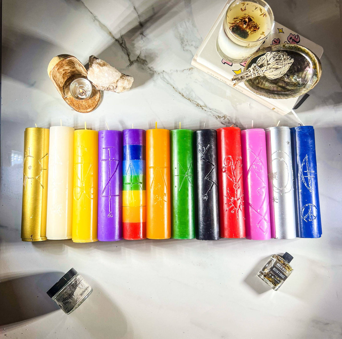 financial success spellcasting Pillar candle