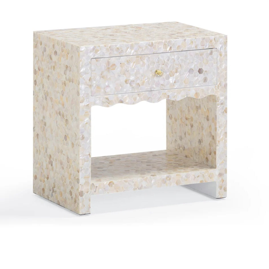 natural mother of pearl inlaid nightstand